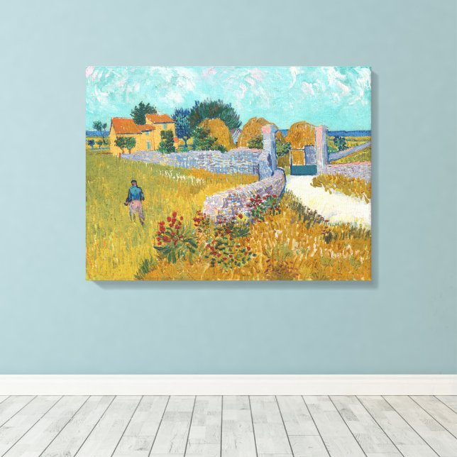 Vincent Van Gogh, Farmhouse in Provence Canvas Print (Insitu(Wood Floor))