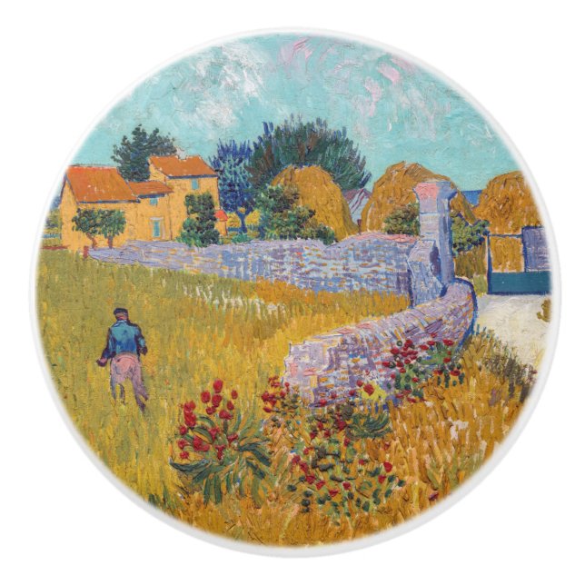 Vincent van Gogh - Farmhouse in Provence Ceramic Knob (Front)