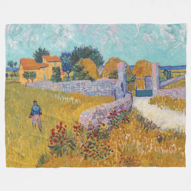 Vincent van Gogh - Farmhouse in Provence Fleece Blanket (Front (Horizontal))
