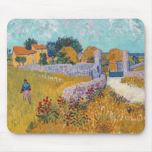 Vincent van Gogh - Farmhouse in Provence Mouse Mat (Front)