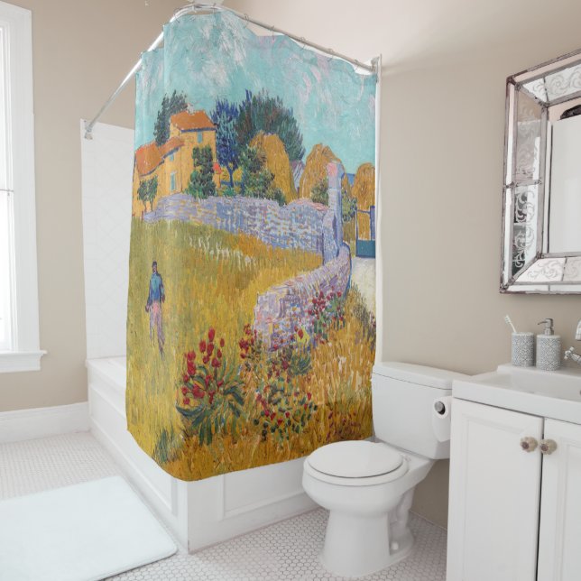 Vincent van Gogh - Farmhouse in Provence Shower Curtain (In Situ)