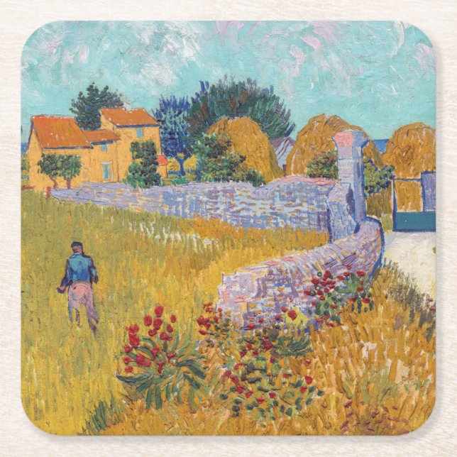 Vincent van Gogh - Farmhouse in Provence Square Paper Coaster (Front)