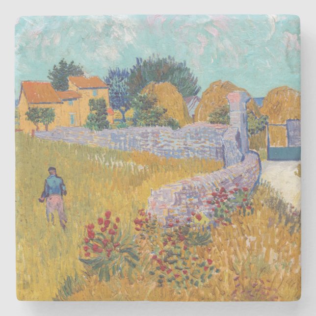 Vincent van Gogh - Farmhouse in Provence Stone Coaster (Front)