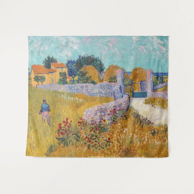 Vincent van Gogh - Farmhouse in Provence Tapestry (Front (Horizontal))