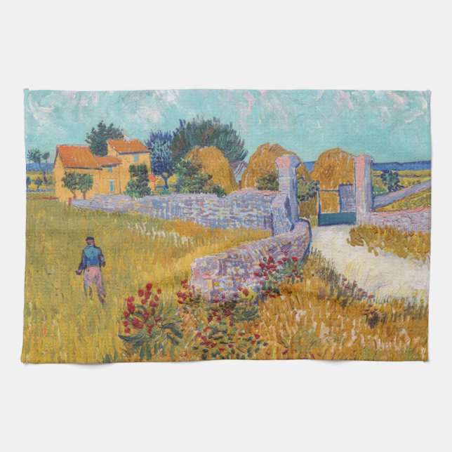 Vincent van Gogh - Farmhouse in Provence Tea Towel (Horizontal)