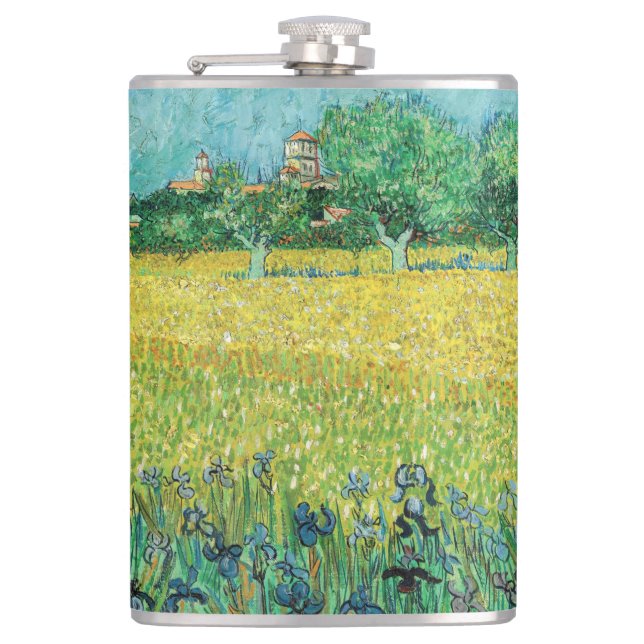 Vincent van Gogh - Field with Irises near Arles Hip Flask (Front)