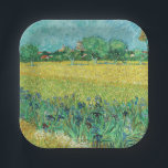 Vincent van Gogh - Field with Irises near Arles Paper Plate<br><div class="desc">Field with Irises near Arles / View of Arles with Irises in the Foreground - Vincent van Gogh,  Oil on Canvas,  1888</div>