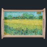 Vincent van Gogh - Field with Irises near Arles Serving Tray<br><div class="desc">Field with Irises near Arles / View of Arles with Irises in the Foreground - Vincent van Gogh,  Oil on Canvas,  1888</div>