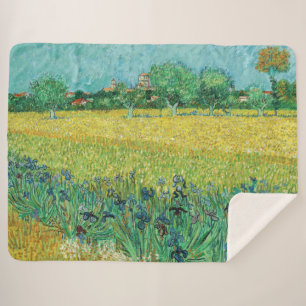 Vincent van Gogh - Field with Irises near Arles Sherpa Blanket
