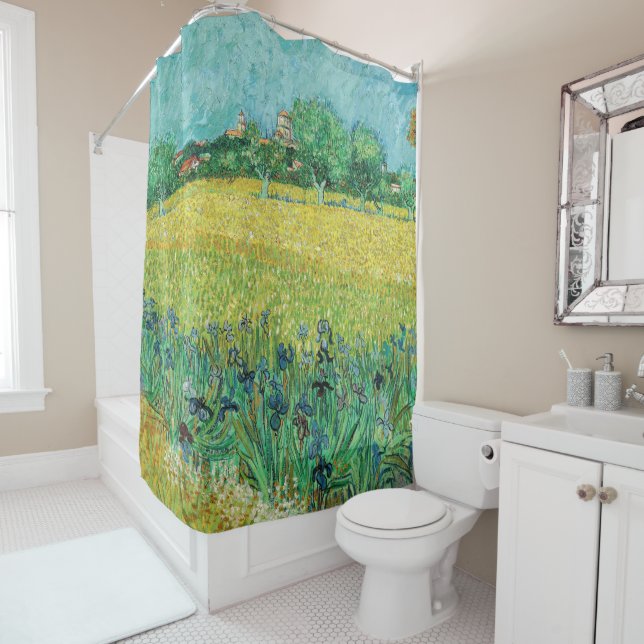 Vincent van Gogh - Field with Irises near Arles Shower Curtain (In Situ)