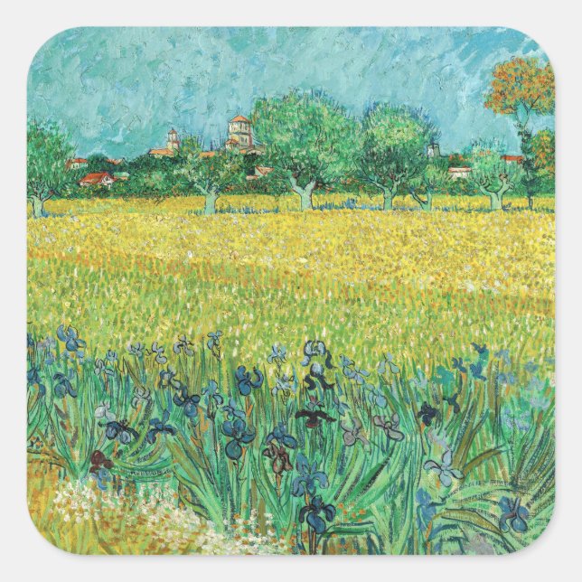 Vincent van Gogh - Field with Irises near Arles Square Sticker (Front)