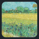 Vincent van Gogh - Field with Irises near Arles Square Sticker<br><div class="desc">Field with Irises near Arles / View of Arles with Irises in the Foreground - Vincent van Gogh,  Oil on Canvas,  1888</div>