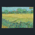 Vincent van Gogh - Field with Irises near Arles Tea Towel<br><div class="desc">Field with Irises near Arles / View of Arles with Irises in the Foreground - Vincent van Gogh,  Oil on Canvas,  1888</div>