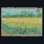 Vincent van Gogh - Field with Irises near Arles Throw Blanket<br><div class="desc">Field with Irises near Arles / View of Arles with Irises in the Foreground - Vincent van Gogh,  Oil on Canvas,  1888</div>
