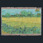 Vincent van Gogh - Field with Irises near Arles Throw Blanket<br><div class="desc">Field with Irises near Arles / View of Arles with Irises in the Foreground - Vincent van Gogh,  Oil on Canvas,  1888</div>