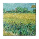 Vincent van Gogh - Field with Irises near Arles Tile<br><div class="desc">Field with Irises near Arles / View of Arles with Irises in the Foreground - Vincent van Gogh,  Oil on Canvas,  1888</div>
