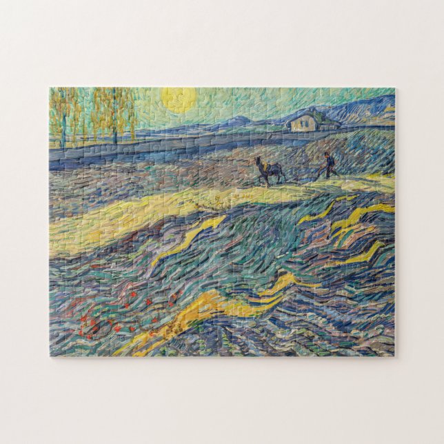 Vincent van Gogh - Field with ploughing farmers Jigsaw Puzzle (Horizontal)