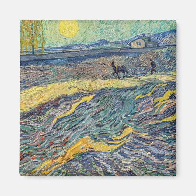 Vincent van Gogh - Field with ploughing farmers Magnet (Front)