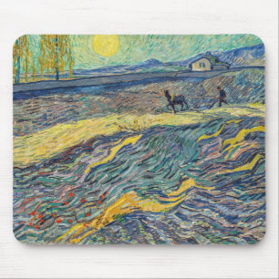 Vincent van Gogh - Field with ploughing farmers Mouse Mat
