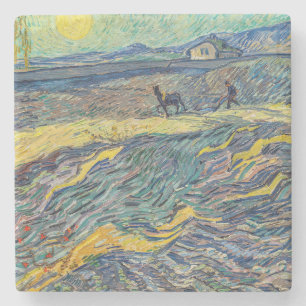 Vincent van Gogh - Field with ploughing farmers Stone Coaster