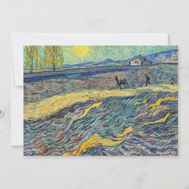 Vincent van Gogh - Field with ploughing farmers Thank You Card (Front)