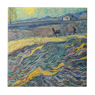 Vincent van Gogh - Field with ploughing farmers Tile