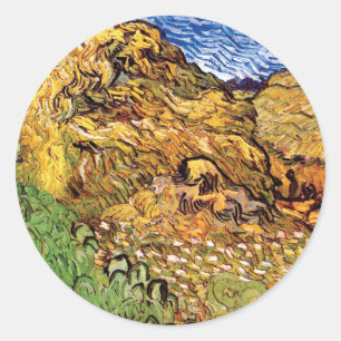 Vincent Van Gogh - Field With Stacks Of Grain Classic Round Sticker