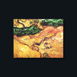 Vincent Van Gogh - Field With Two Rabbits Fine Art Canvas Print<br><div class="desc">Oil on canvas from 1889 shows a golden yellow landscape with green bushes and two bunny rabbits in the foreground. Unlike similar stores, Art Lover's Cafe features classic, high resolution works of art that have been carefully restored, colour-balanced & retouched to remove spots & artefacts commonly found in most reproductions...</div>