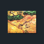 Vincent Van Gogh - Field With Two Rabbits Fine Art Canvas Print<br><div class="desc">Oil on canvas from 1889 shows a golden yellow landscape with green bushes and two bunny rabbits in the foreground. Unlike similar stores, Art Lover's Cafe features classic, high resolution works of art that have been carefully restored, colour-balanced & retouched to remove spots & artefacts commonly found in most reproductions...</div>