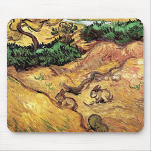 Vincent Van Gogh - Field With Two Rabbits Fine Art Mouse Mat