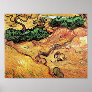 Vincent Van Gogh - Field With Two Rabbits Fine Art Poster