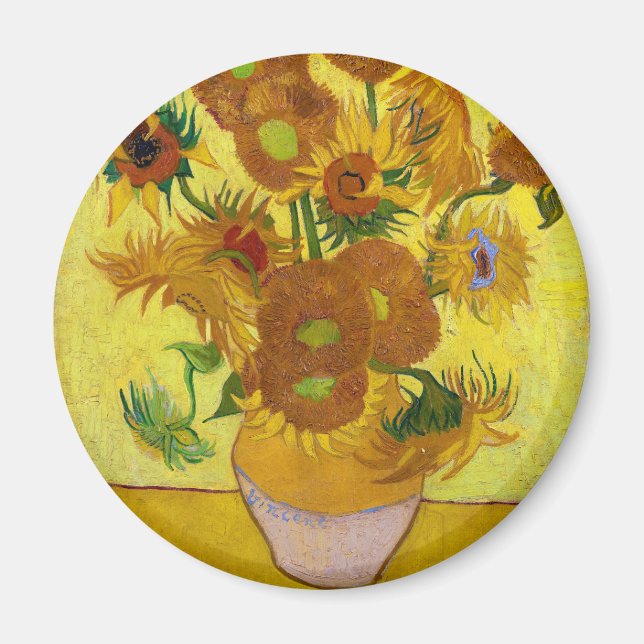 Vincent Van Gogh Fifteen Sunflowers In a Vase Art Magnet (Front)