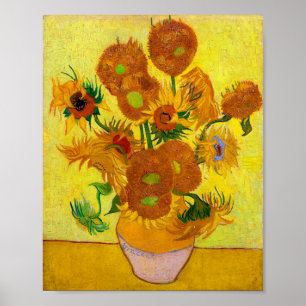 Vincent Van Gogh Fifteen Sunflowers In a Vase Art Poster
