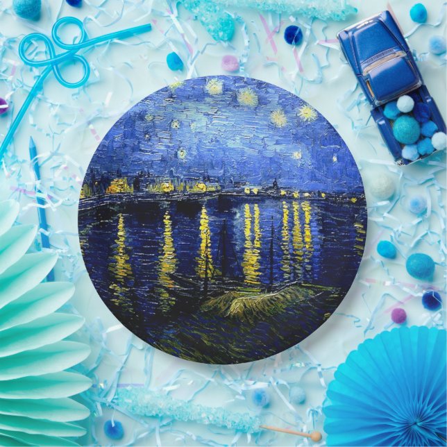 Vincent van Gogh fine art, Starry Night over Rhone Paper Plate (Party)