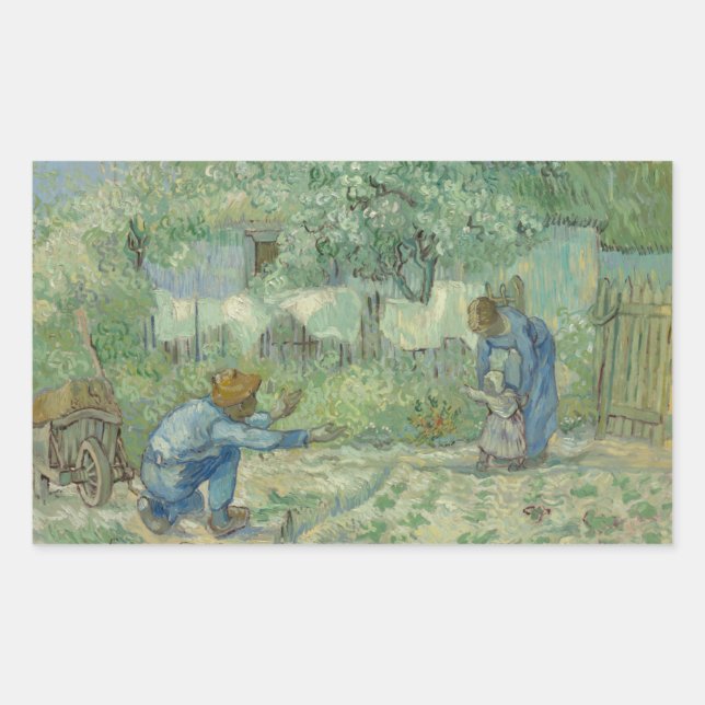 Vincent van Gogh - First Steps, after Millet Rectangular Sticker (Front)