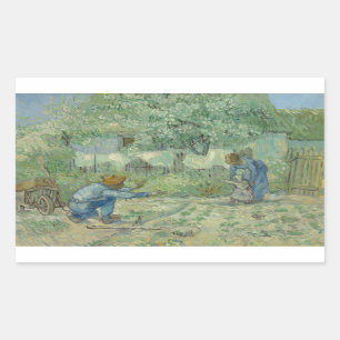 Vincent van Gogh - First Steps, after Millet Rectangular Sticker