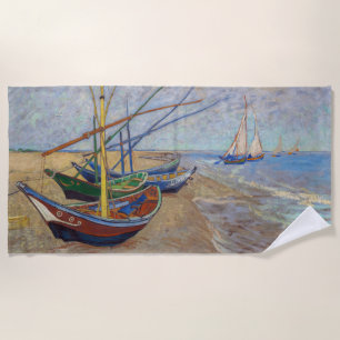 Vincent van Gogh - Fishing Boats on the Beach Beach Towel