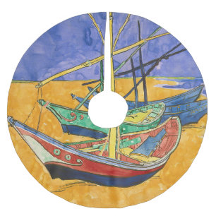 Vincent van Gogh - Fishing Boats on the Beach Brushed Polyester Tree Skirt