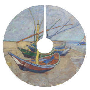 Vincent van Gogh - Fishing Boats on the Beach Brushed Polyester Tree Skirt