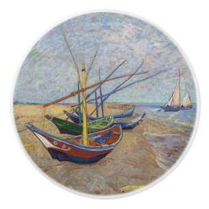 Vincent van Gogh - Fishing Boats on the Beach Ceramic Knob