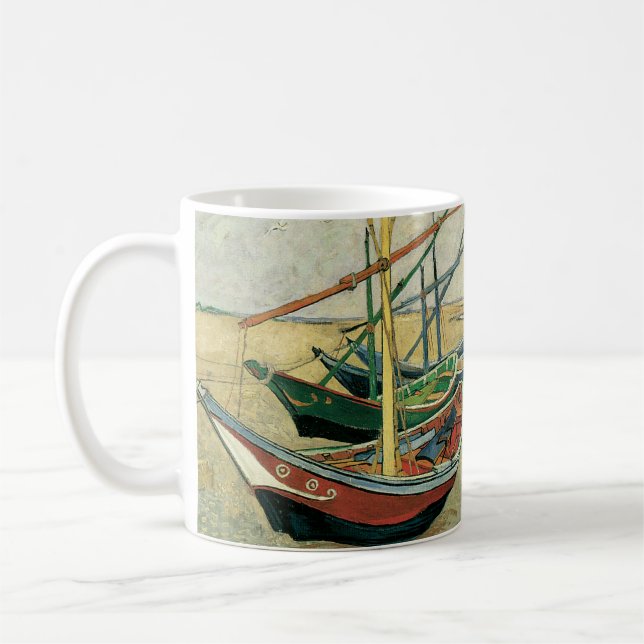 Vincent van Gogh - Fishing Boats on the Beach Coffee Mug (Left)