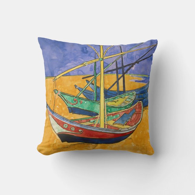 Vincent van Gogh - Fishing Boats on the Beach Cushion (Front)