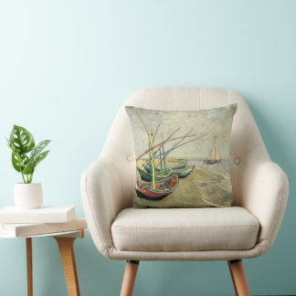Vincent van Gogh - Fishing Boats on the Beach Cushion
