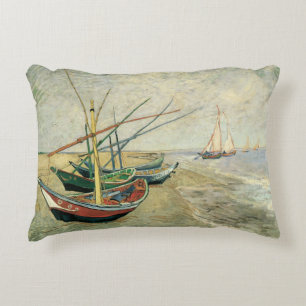 Vincent van Gogh - Fishing Boats on the Beach Decorative Cushion