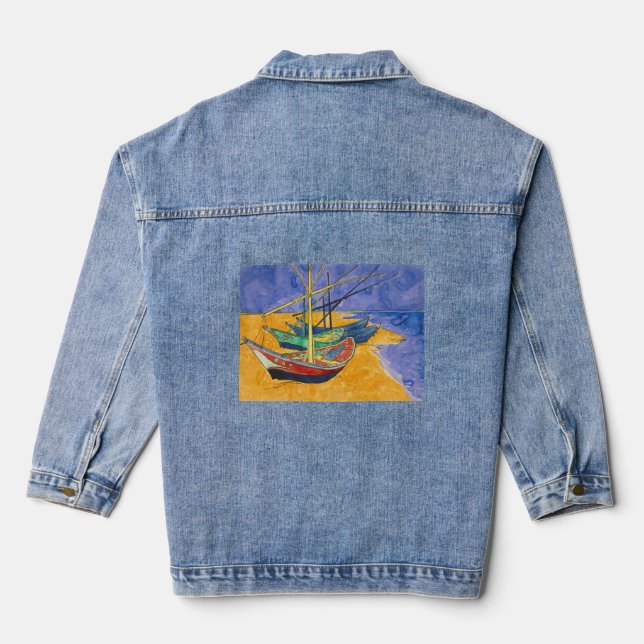 Vincent van Gogh - Fishing Boats on the Beach Denim Jacket (Back)
