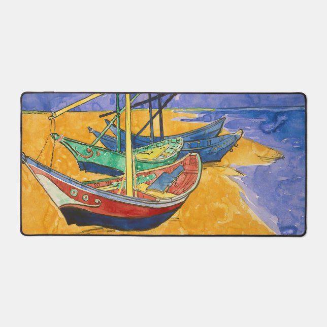 Vincent van Gogh - Fishing Boats on the Beach Desk Mat (Front)