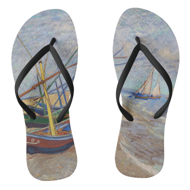 Vincent van Gogh - Fishing Boats on the Beach Flip Flops (Footbed)