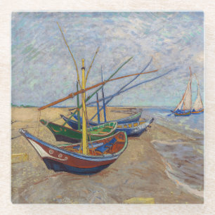 Vincent van Gogh - Fishing Boats on the Beach Glass Coaster