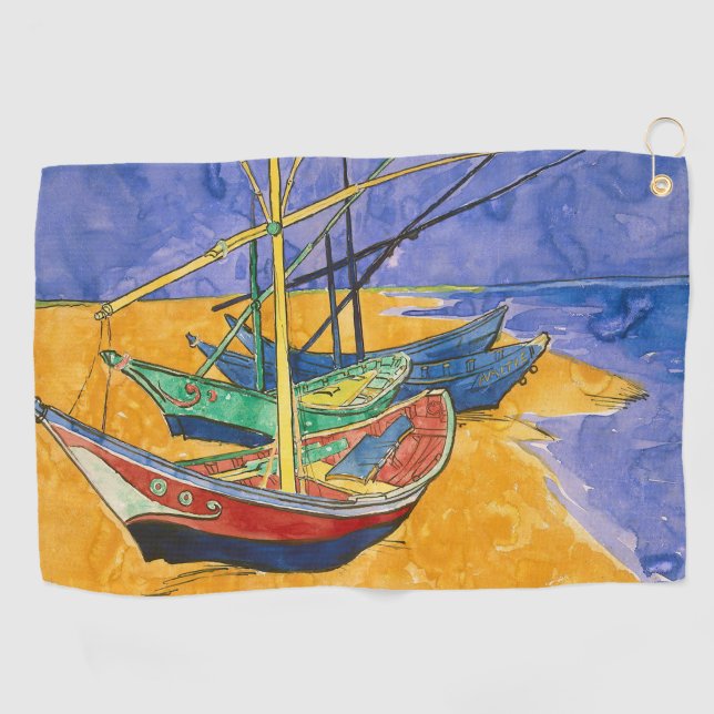 Vincent van Gogh - Fishing Boats on the Beach Golf Towel (Horizontal)