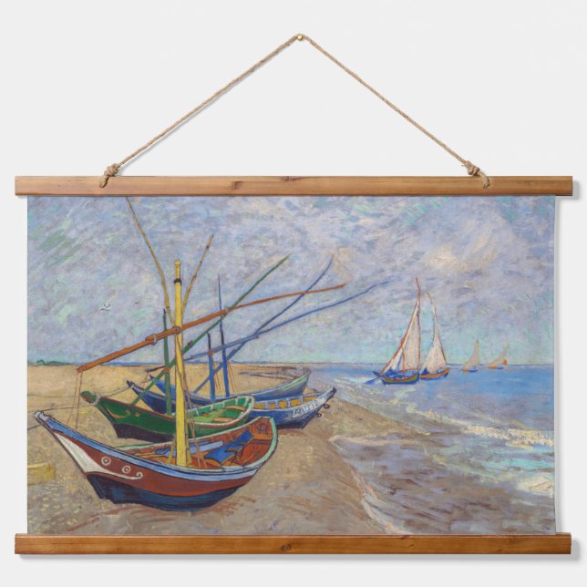 Vincent van Gogh - Fishing Boats on the Beach Hanging Tapestry (Front)